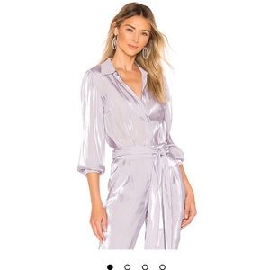 Button down lavender slightly cropped blouse XS